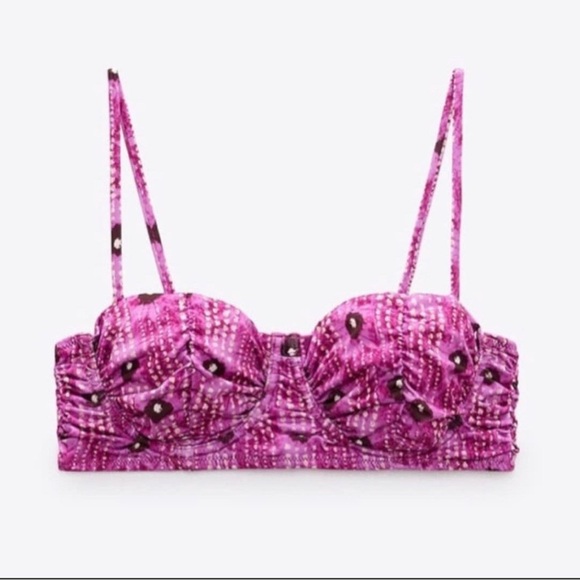 NWT Zara Tie Dye Boho Pink Bikini Top XL - Picture 3 of 3